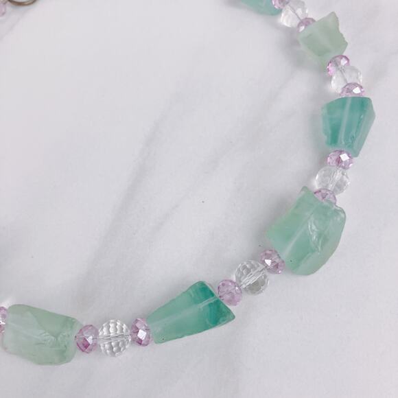 Pastel Chunky Glass Bead Necklace, Toggle Clasp, Y2K Statement, EUC, 16"-20" - Picture 2 of 6